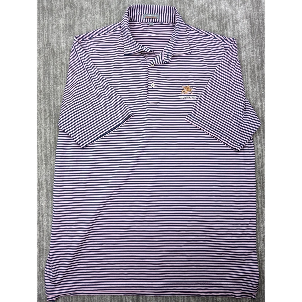 Peter Millar Summer Comfort Polo Pink Mens XL Golf Striped Stretch Grandover
